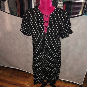 Black/white cotton shift dress